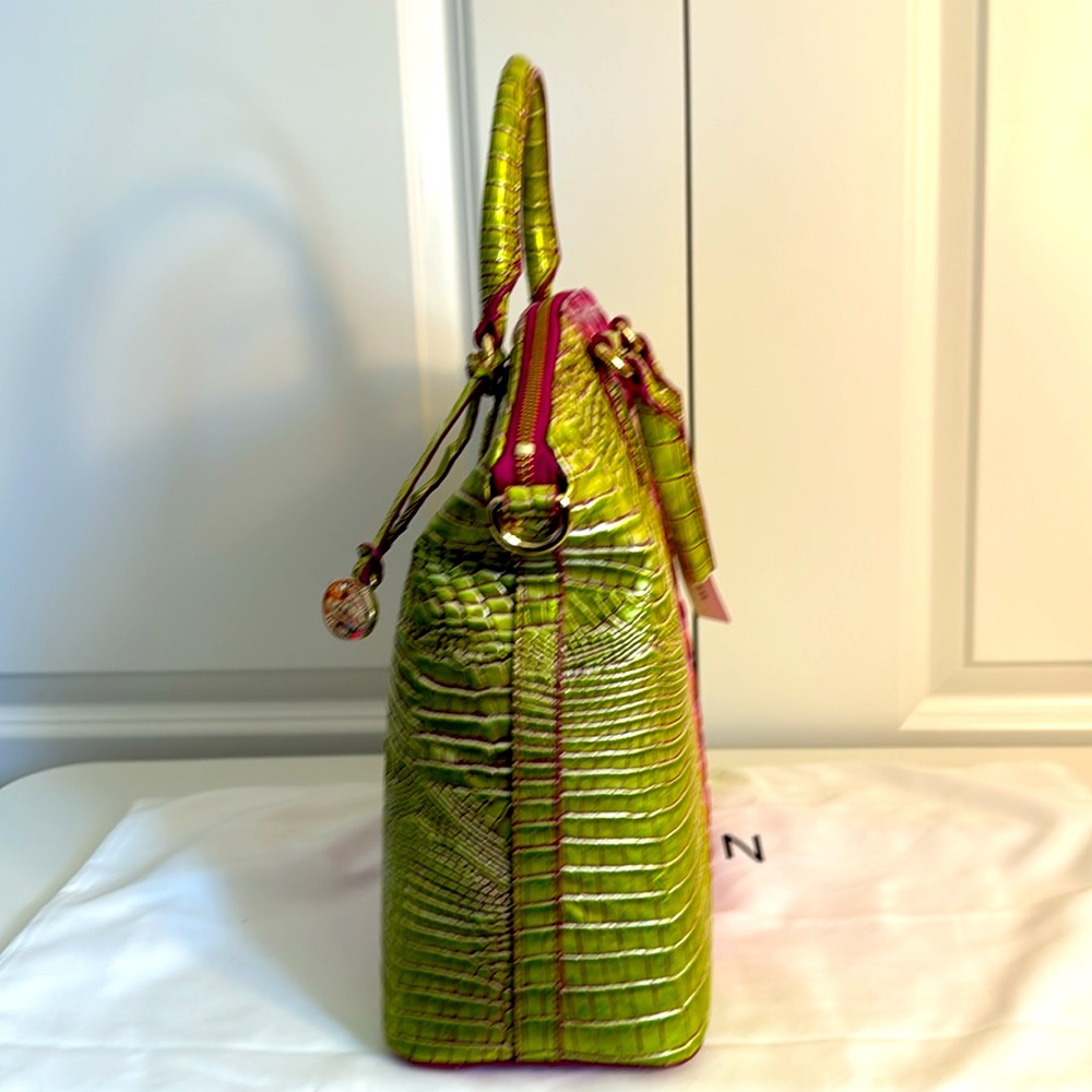 NWT Brahmin Duxbury Satchel in limeade Ombré Melbourne - Picture 4 of 5